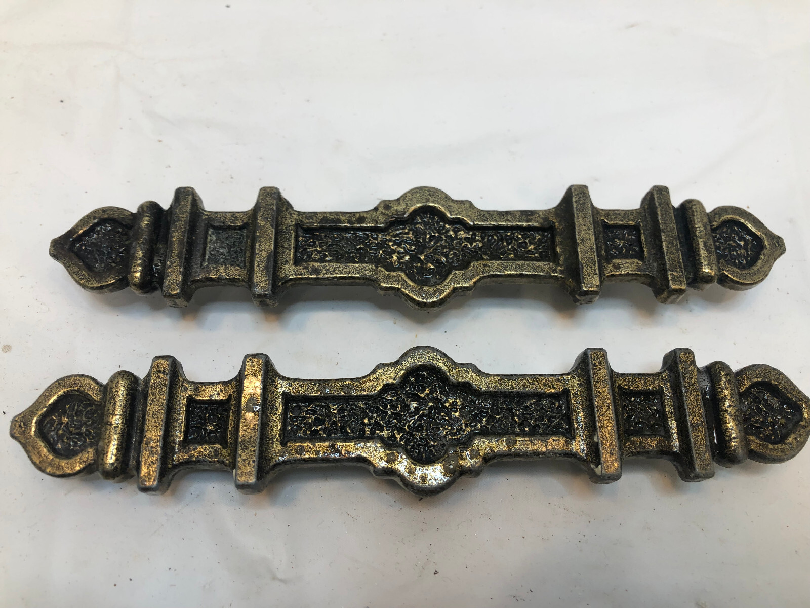 Vintage Cabinet Pulls Drawer Handles Gothic Bronze Metal 6.75", 3" hole centers