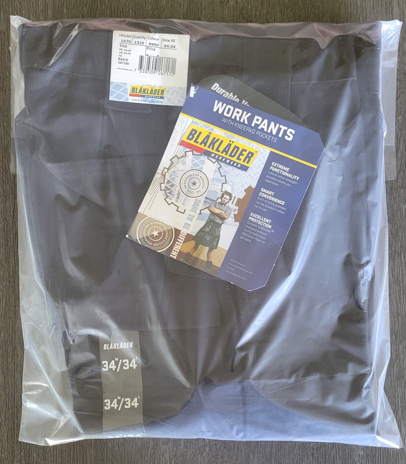 Blaklader work pants 1670 1320, Black Size 34x34