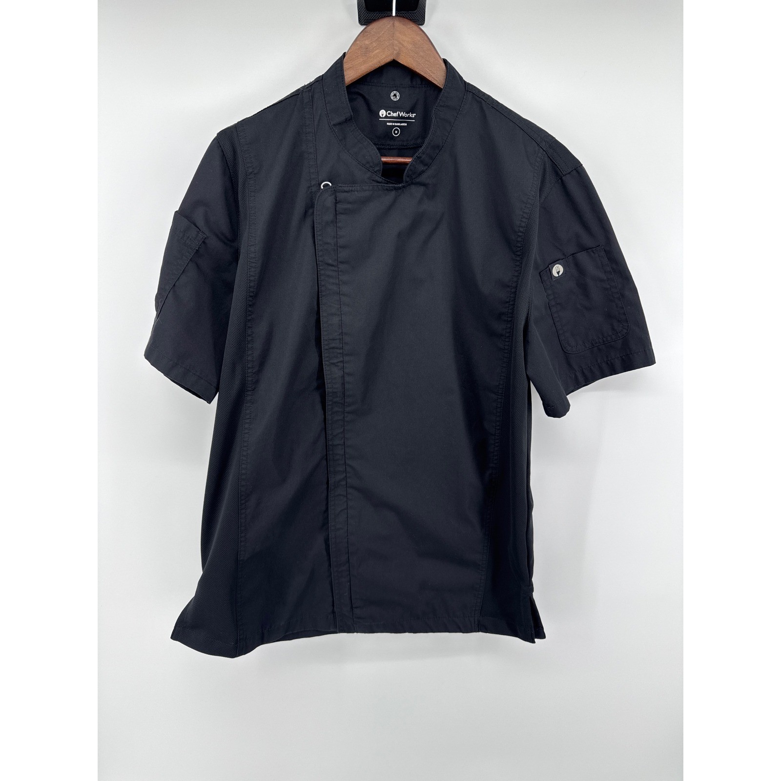 Chef Works Black Short Sleeve Chef Coat Jacket Uniform Size M