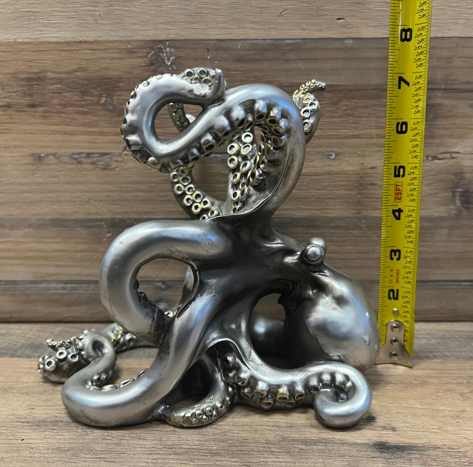 Octopus Silver Resin Wine Holder 8" x 7"