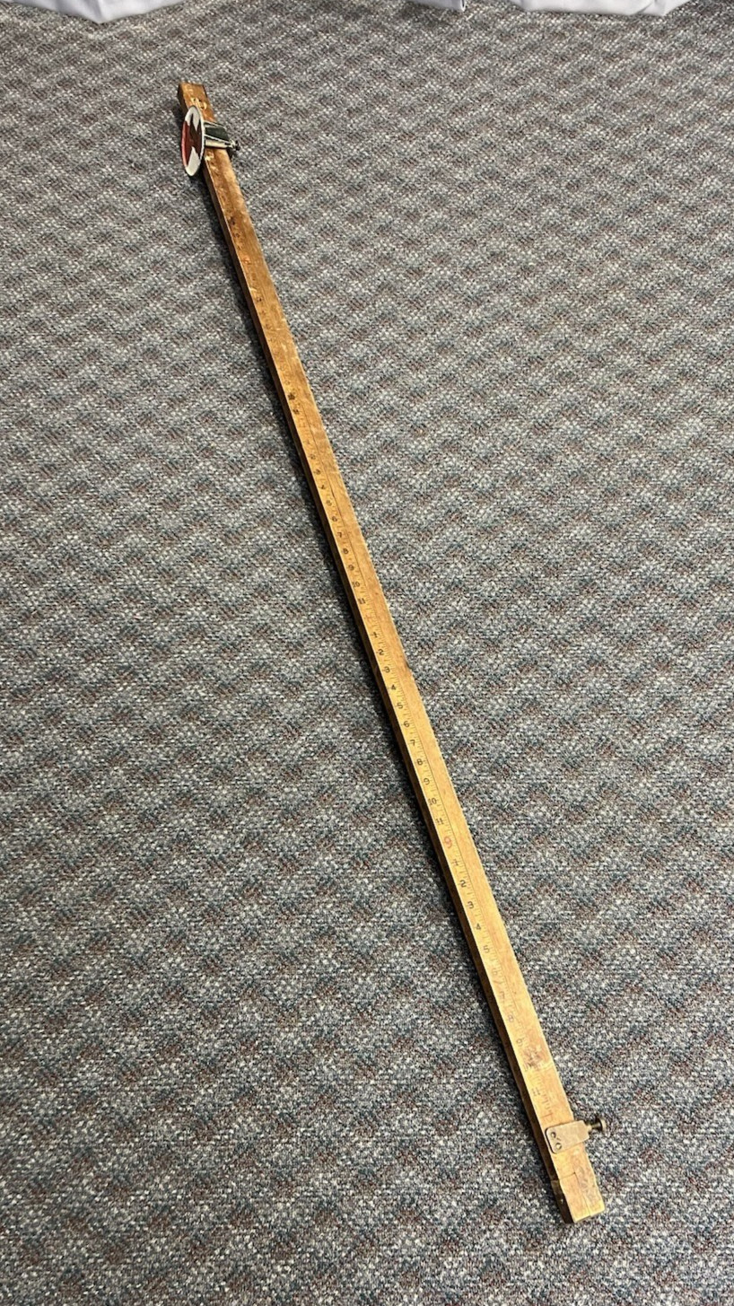 Vintage 10 Ft WOOD MEASURING STICK grade rod rule surveying story pole wall art
