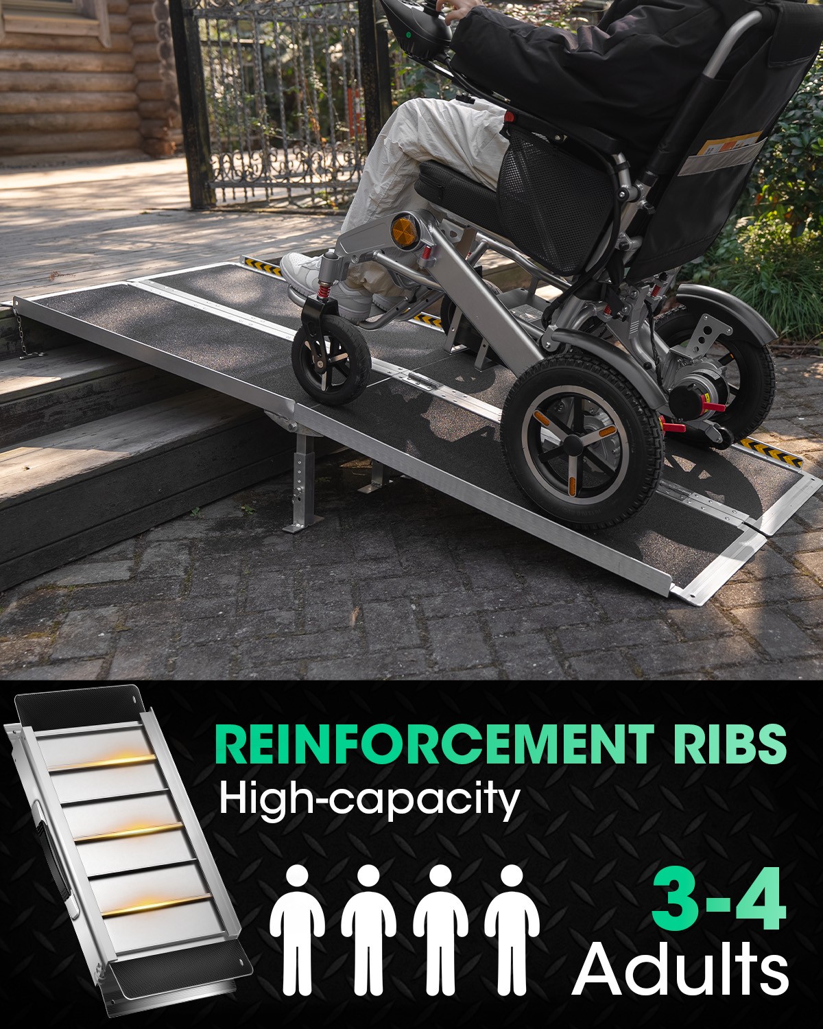 5ft Wheelchair Ramp with 4 Support Legs Aluminum Ramps for Home Steps & Stairs