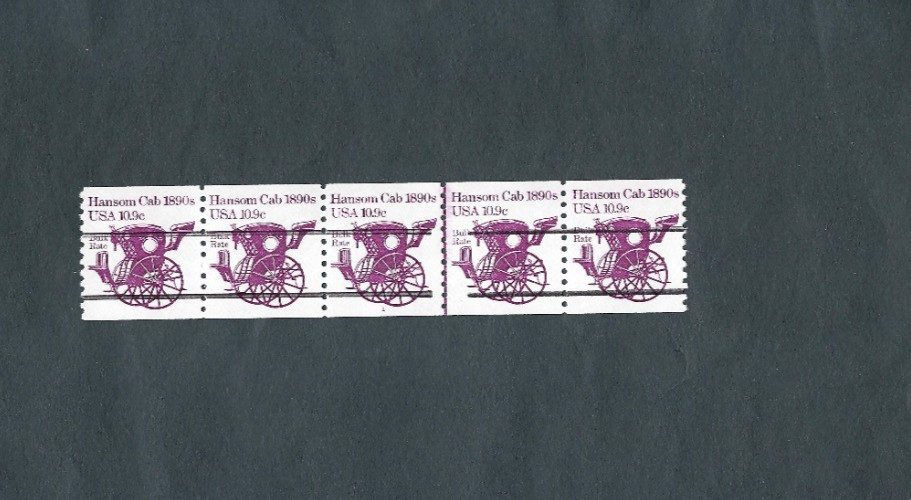 US Stamps Scott #1904a PNC5 P#1 10.9c Hansom Cab  XF MNH Pre Cancelled Line Gap