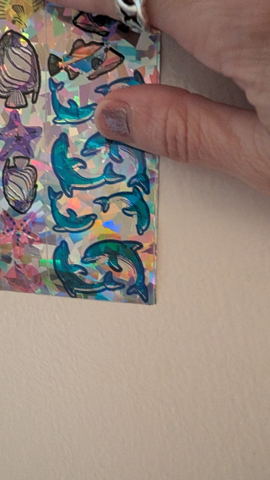 Vintage Stickers Early Sandylion ?? Prism Dolphins Fish Starfish Large Sheet