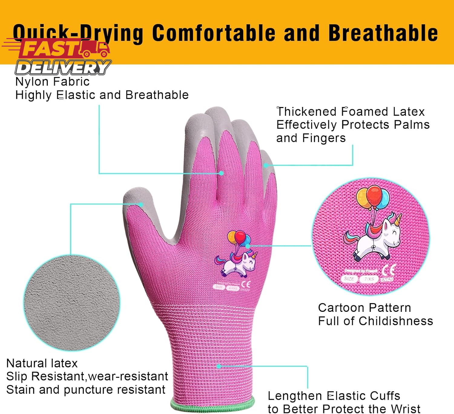 Ages 8-10 Kids Gardening Gloves,Yard Work Gloves for Toddlers, Youth, Girls, Boy