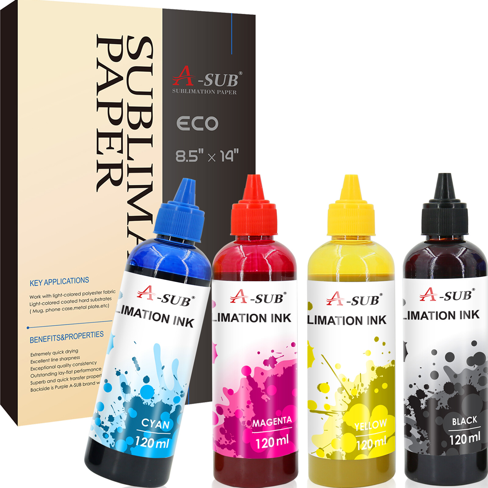 Bundle Kit A-SUB Sublimation Paper 8.5x14 125g + A-SUB Sublimation Ink 2803 2400