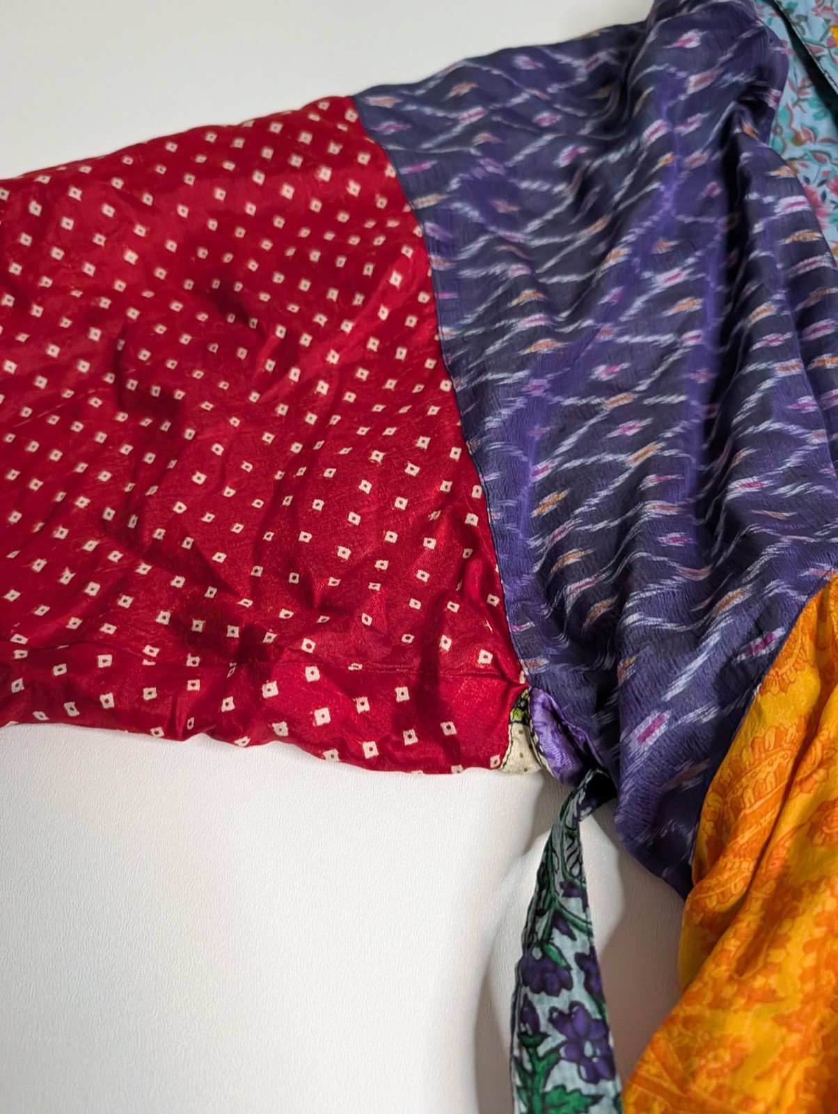 NWT Sacred Threads Vintage 100% Silk Patchwork Long Kimono M