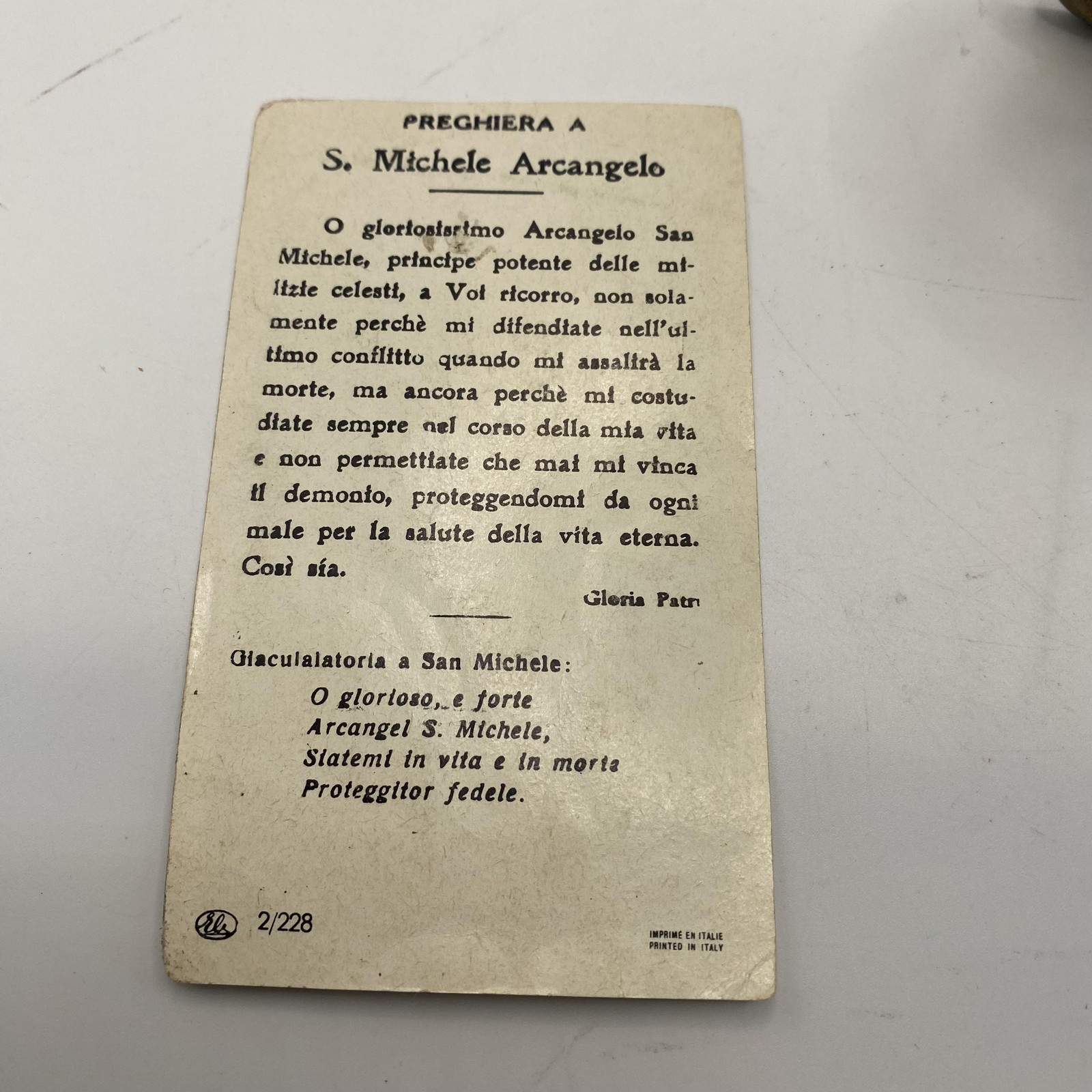 Vintage St Michael Archangel Catholic Holy Card Prayer Printed In Italy