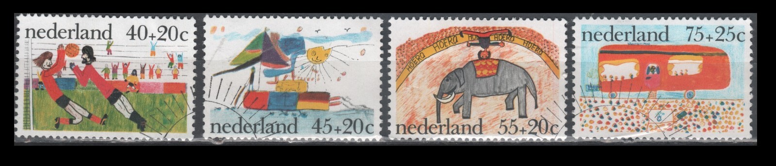 Netherlands B527-B529 Children's Art (4 USED Stamps, 1976)