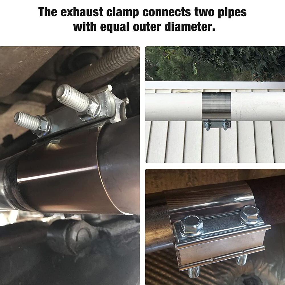 2pcs 2" Lap Joint Exhaust Band Clamp Muffler Sleeve Coupler Stainless Steel