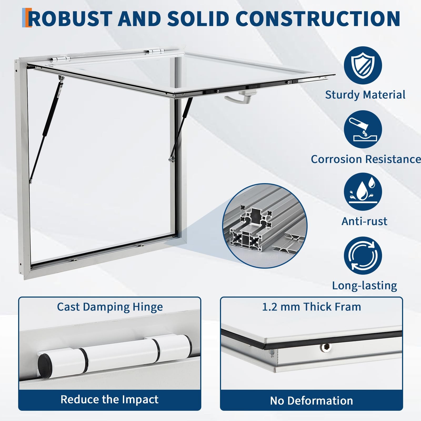 36x24" Food Truck Service Window 85° Weatherproof Aluminum Awning Door W/Lock