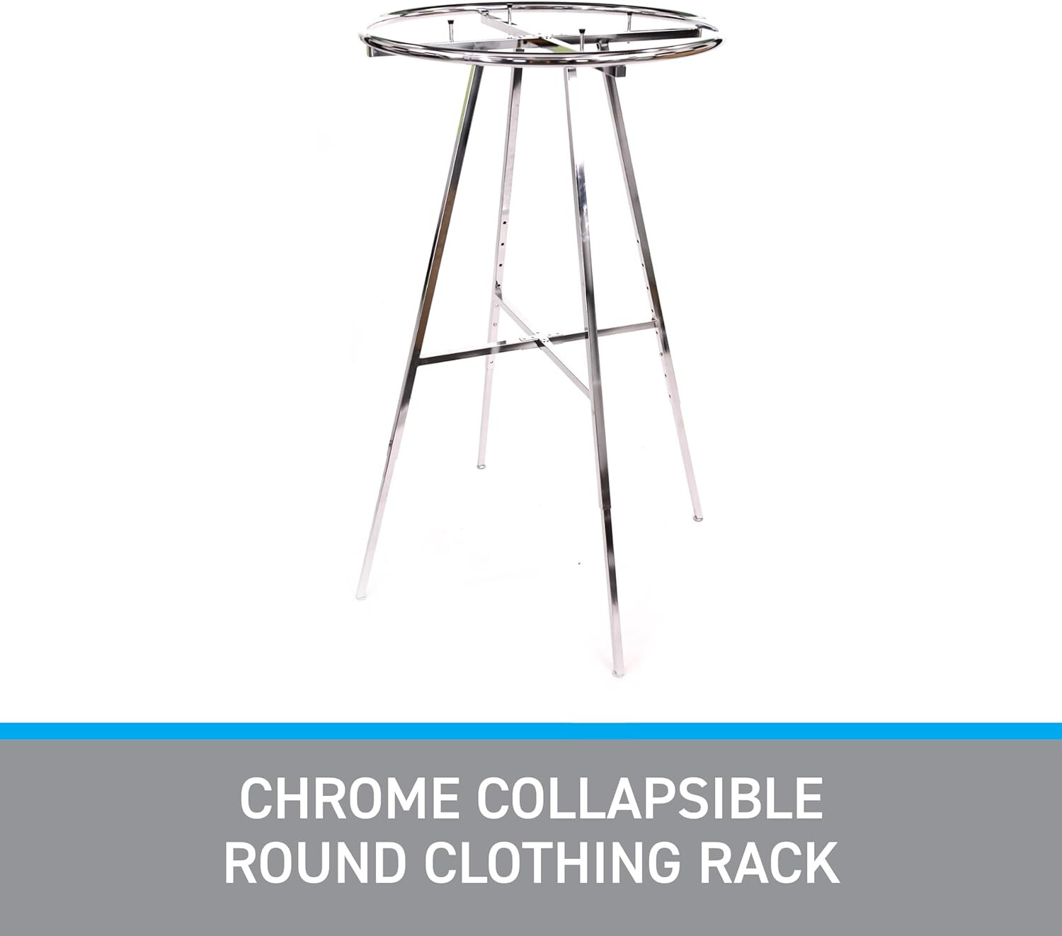 Chrome 36" Round Clothing Rack Height 48 - 72" H Leveler Glides Garment