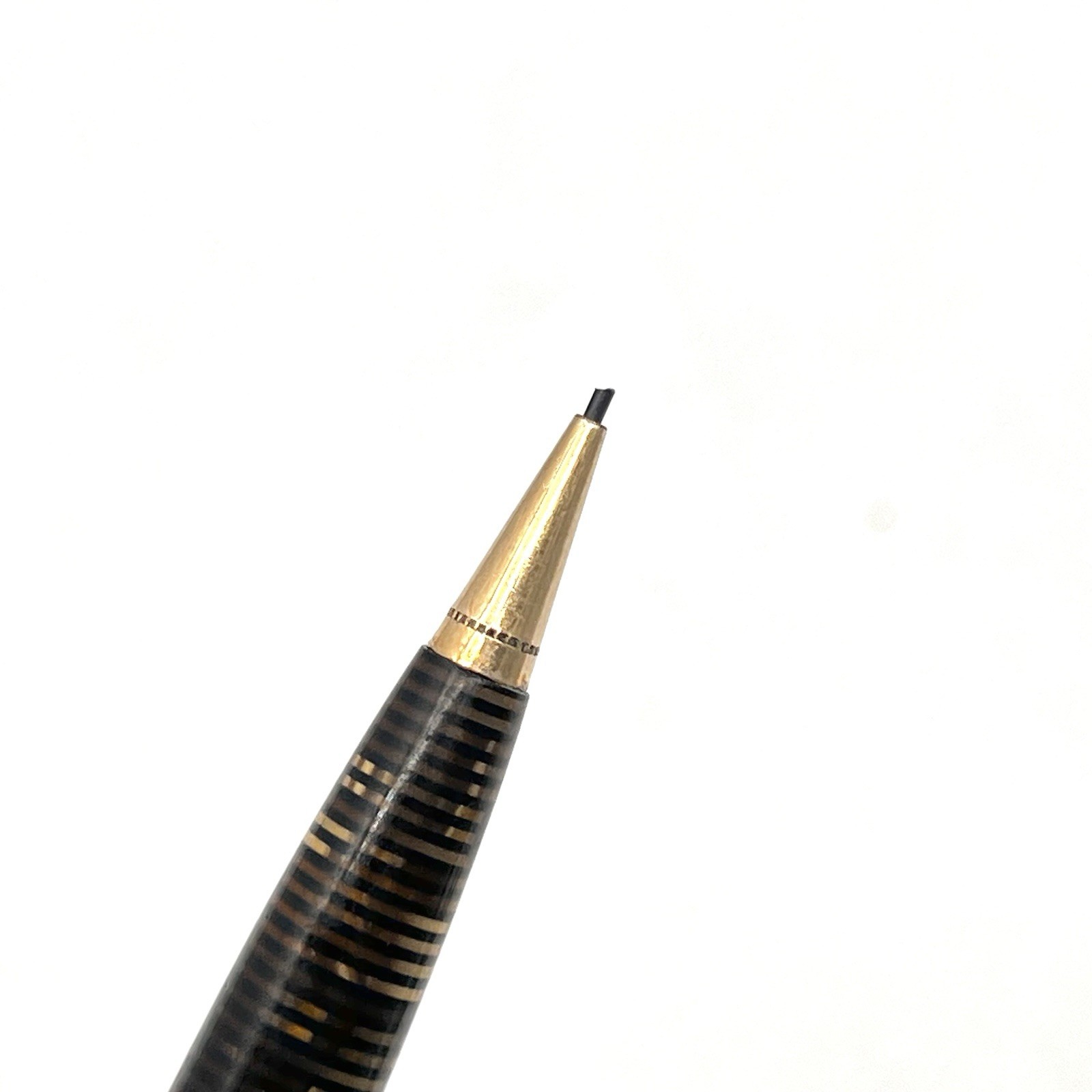 VTG Parker USA Brown Candy Striped Gold Trim 4-9/16" Twist Pencil - See Pics