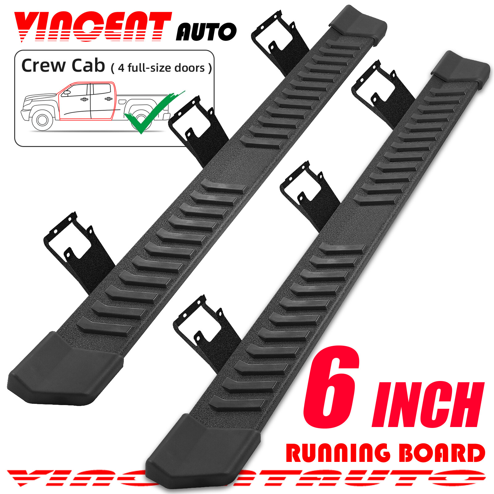 FIT 2017-2023 FORD F250 SUPERDUTY CREW CAB 6" BLK RUNNING BOARD STEP NERF BAR V