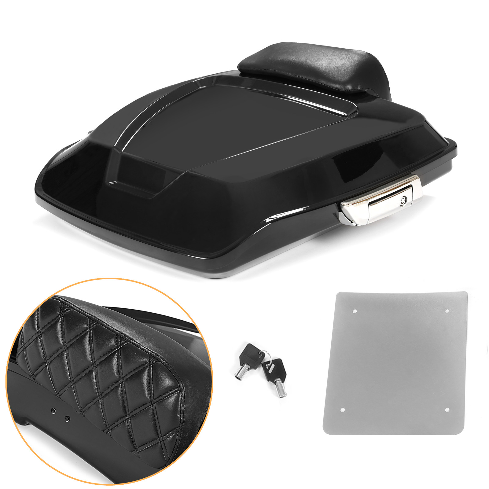 Black Razor Trunk Backrest Fit For Harley Touring Road King Glide 2014-2024