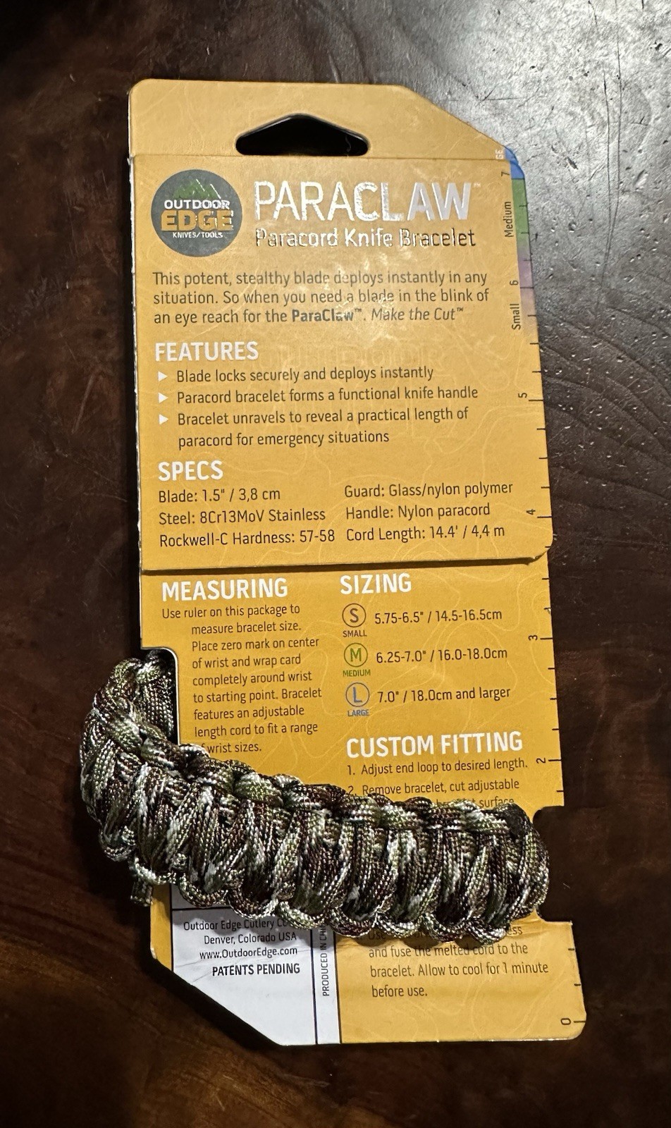 Outdoor Edge ParaClaw Medium Camo Paracord Knife Bracelet