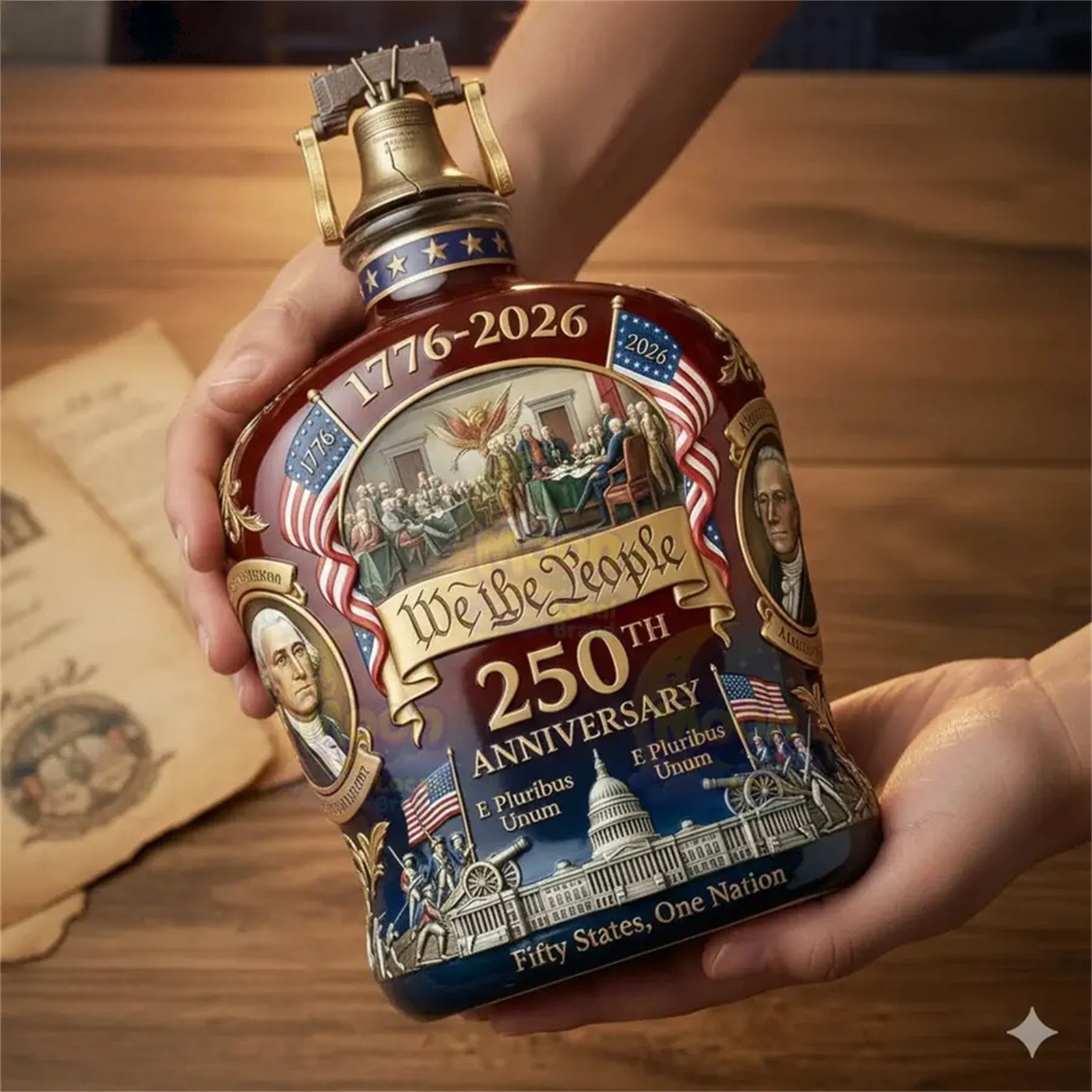 250th Anniversary Whiskey Bottle, We The People, Patriotic Decorative Gifts 2026
