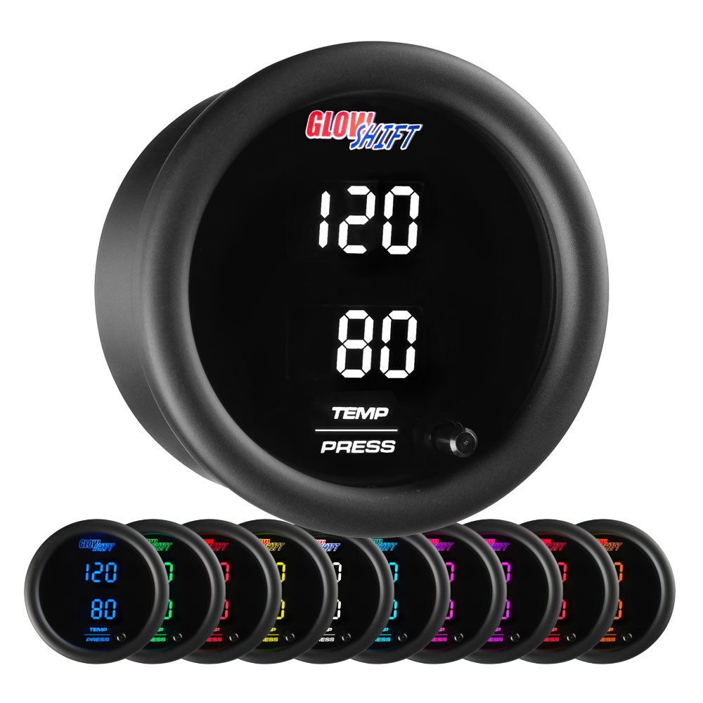 GlowShift 10 Color Digital Dual Temperature & Pressure Combo Gauge
