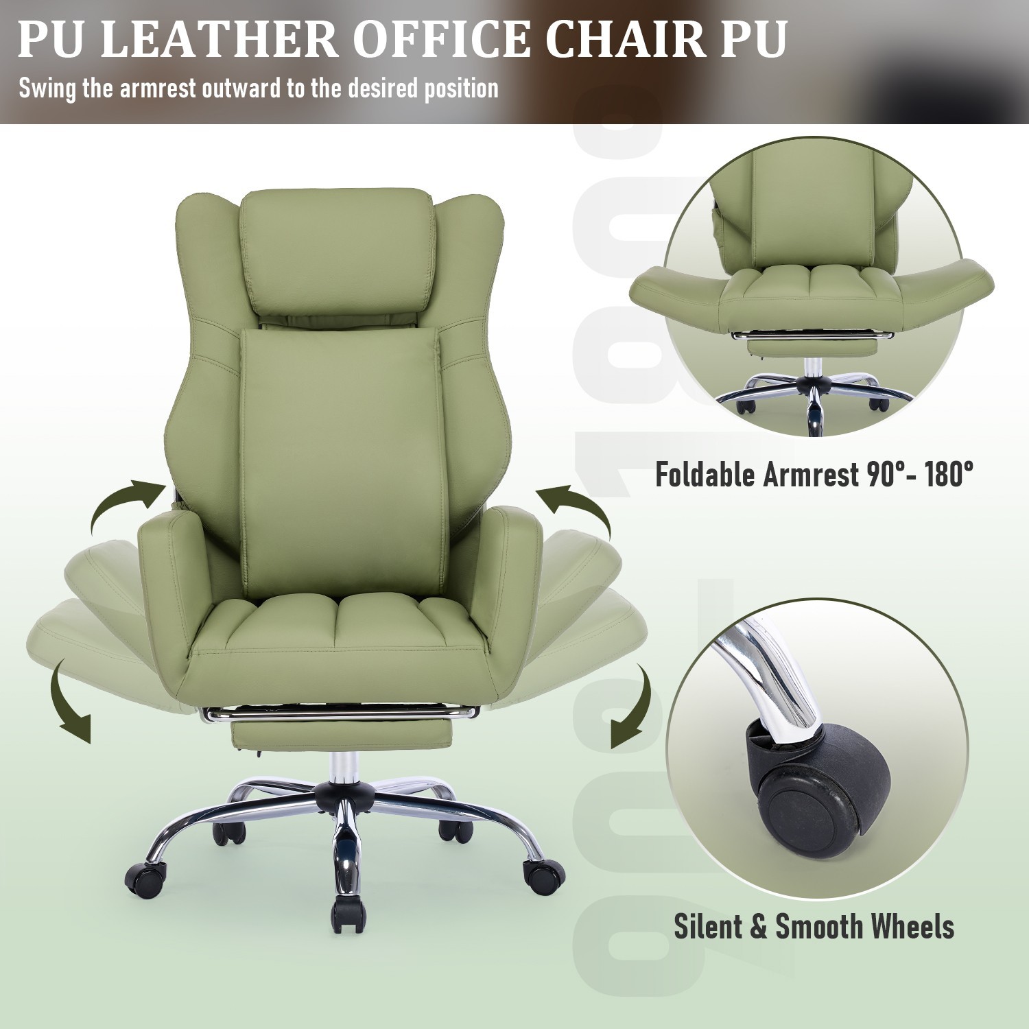 Massage Office Chair w/ Flip-Up Arms & Lumbar Support - 135° Recline, for Xmas