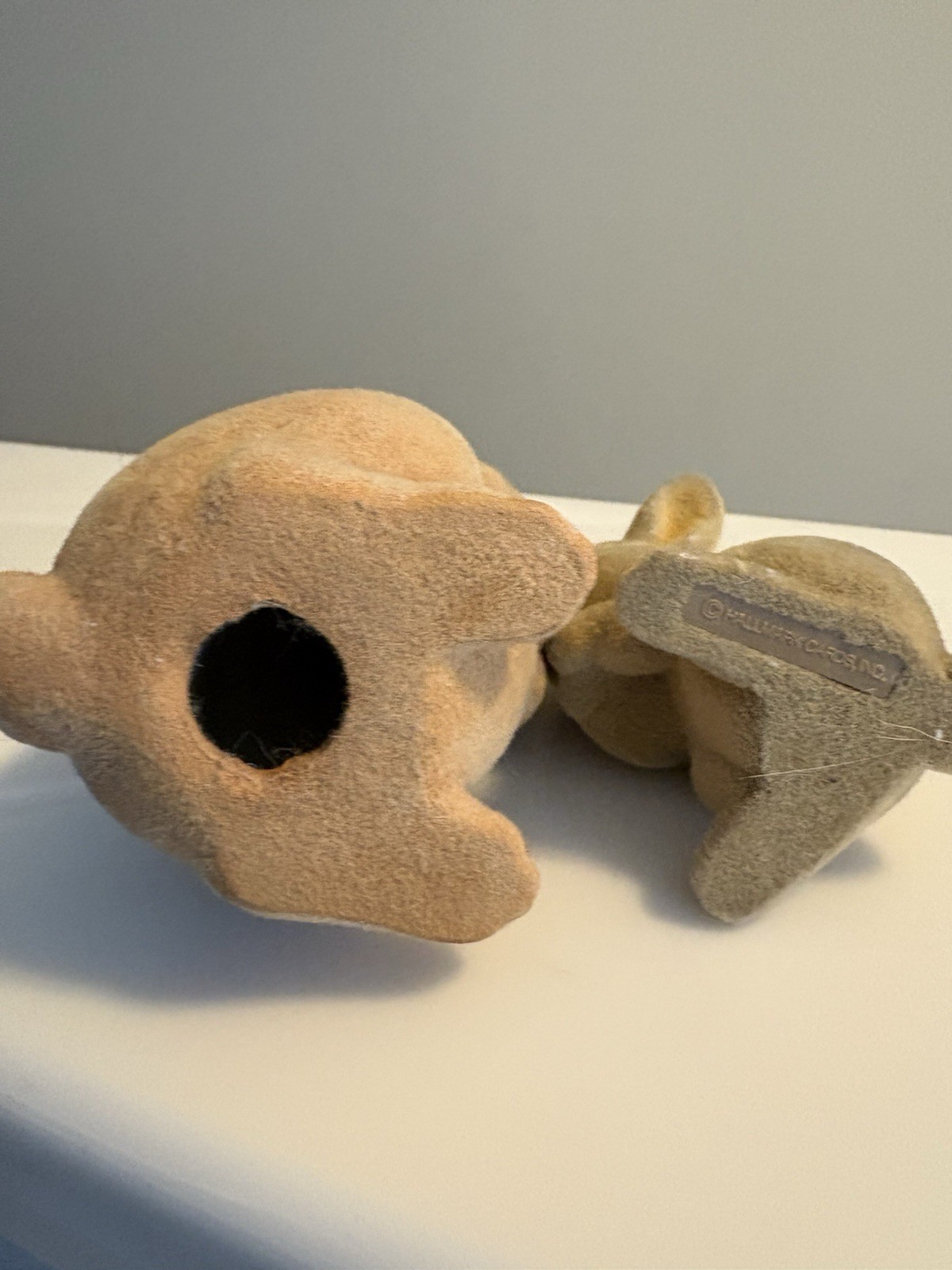 2 Vtg Sm Brown Flocked Fuzzy Bunny Rabbits Hard Figures Easter Read