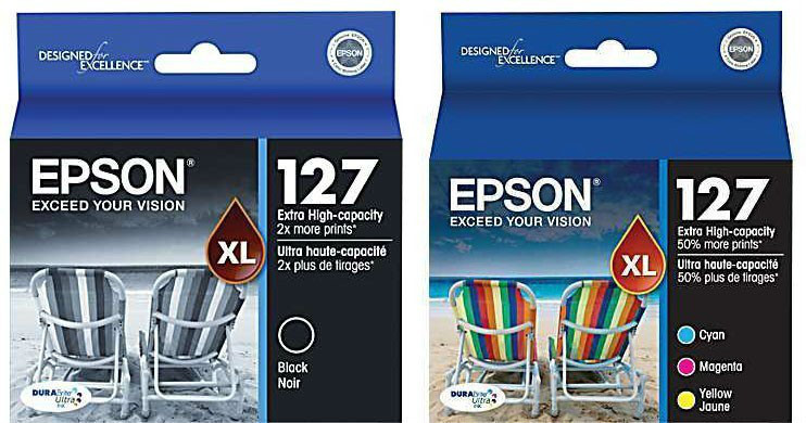 Set 4 GENUINE Epson Printer ink 127 _T1271 Black T127520 CMY (T1272 T1273 T1274)