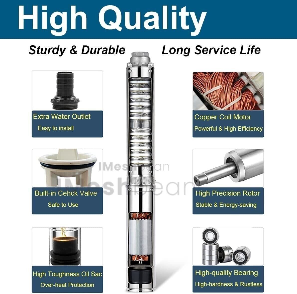 1HP 4'' Deep Well Submersible Pump 207' 33GPM 110V Stainless Steel w/Control Box