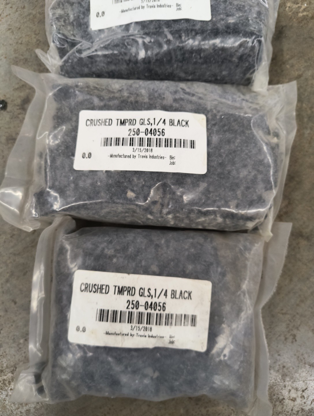 10lbs Tempered Black 1/4", Crushed Glass