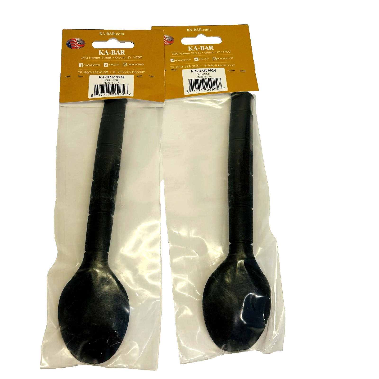 KA-BAR SET OF 2 Krunch Spoon-Straw Black Polymer Creamid 9924 USA