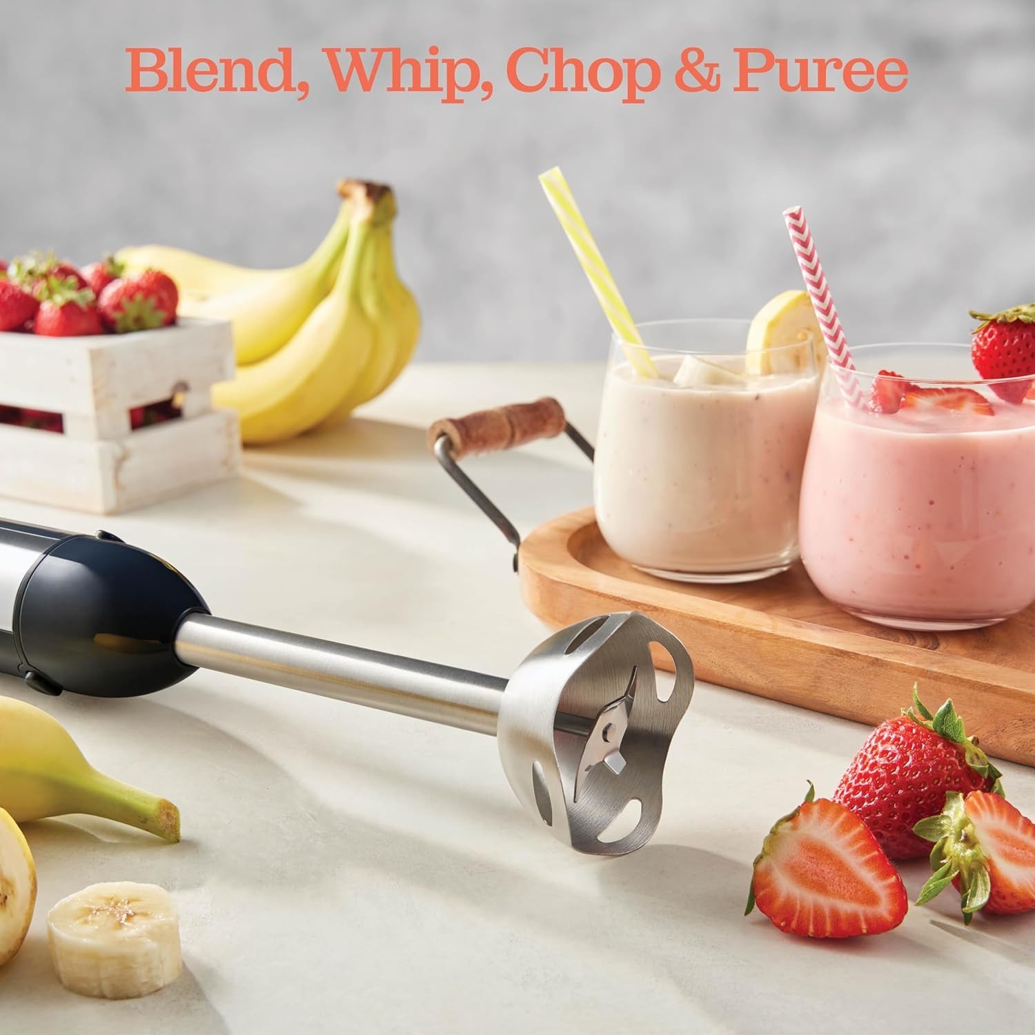 Powerful 500 Watt Immersion Blender with Turbo Mode & Detachable Base