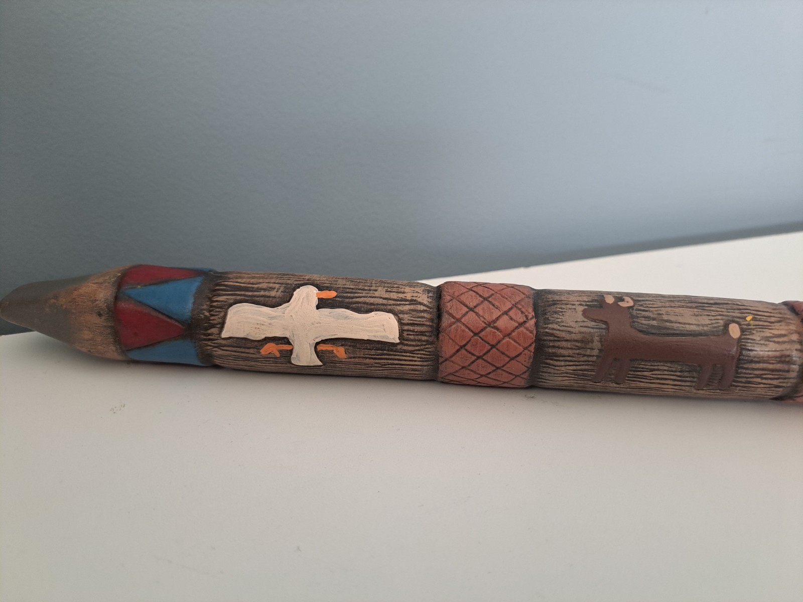 Native American Style Ceramic Decorative Eagle's Head Peace Pipe 22.5"