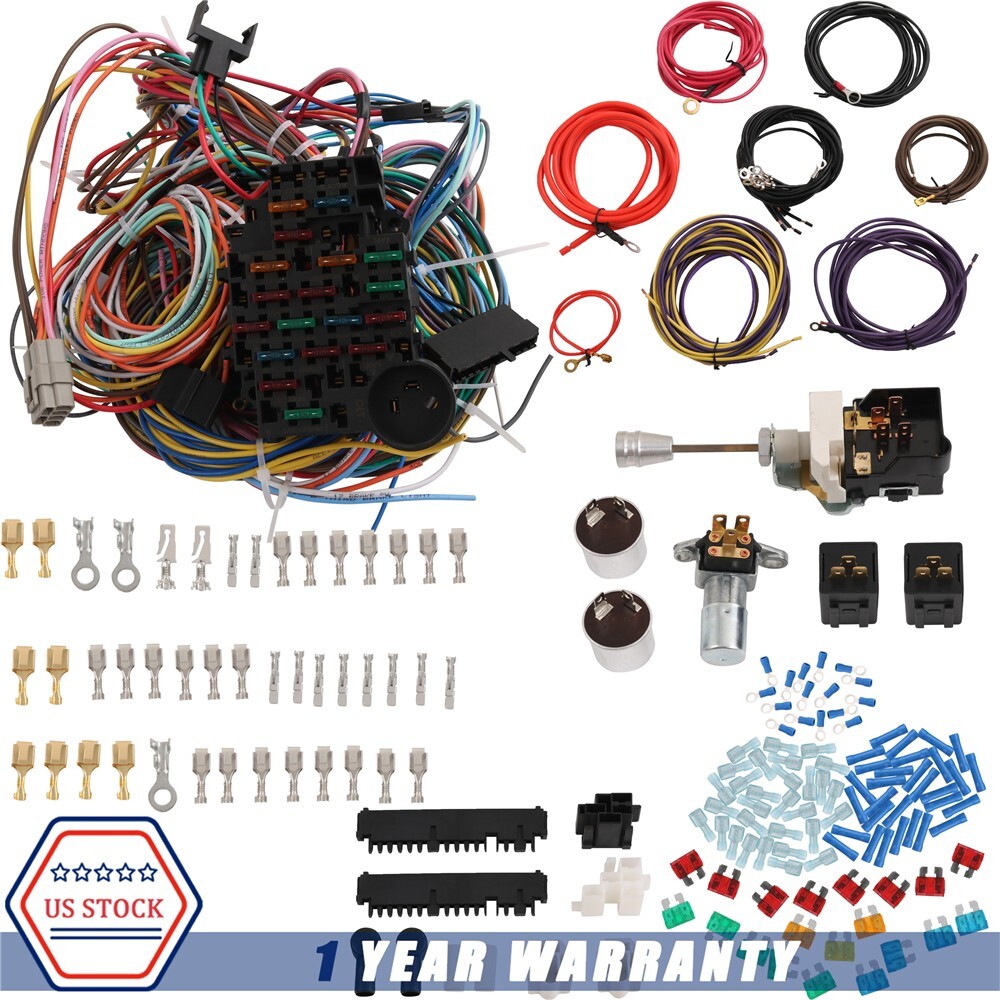 Universal 22 Circuit Wiring Harness Street Hot Rat Rod Custom Wire Kit XL WIRES