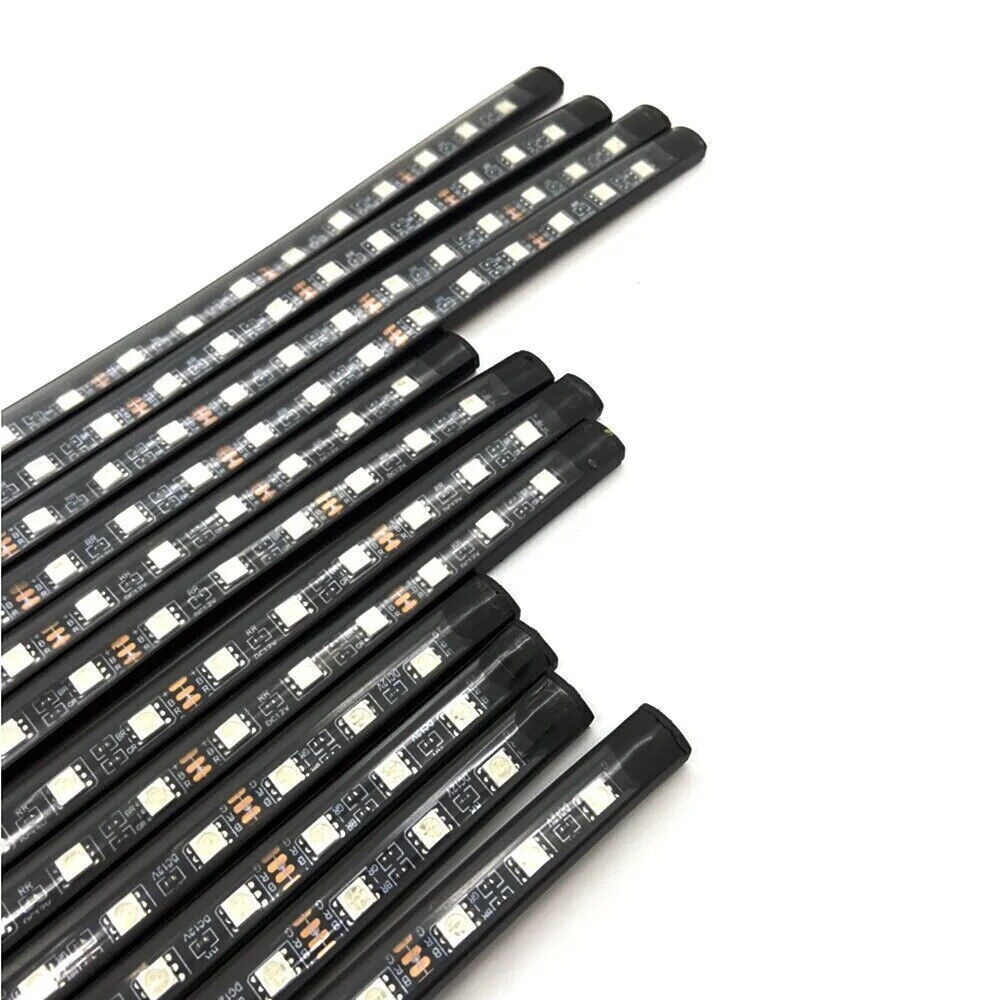 12PC RGB Bluetooth Motorcycle LED Light Under Glow Neon Strip Remote Control Kit