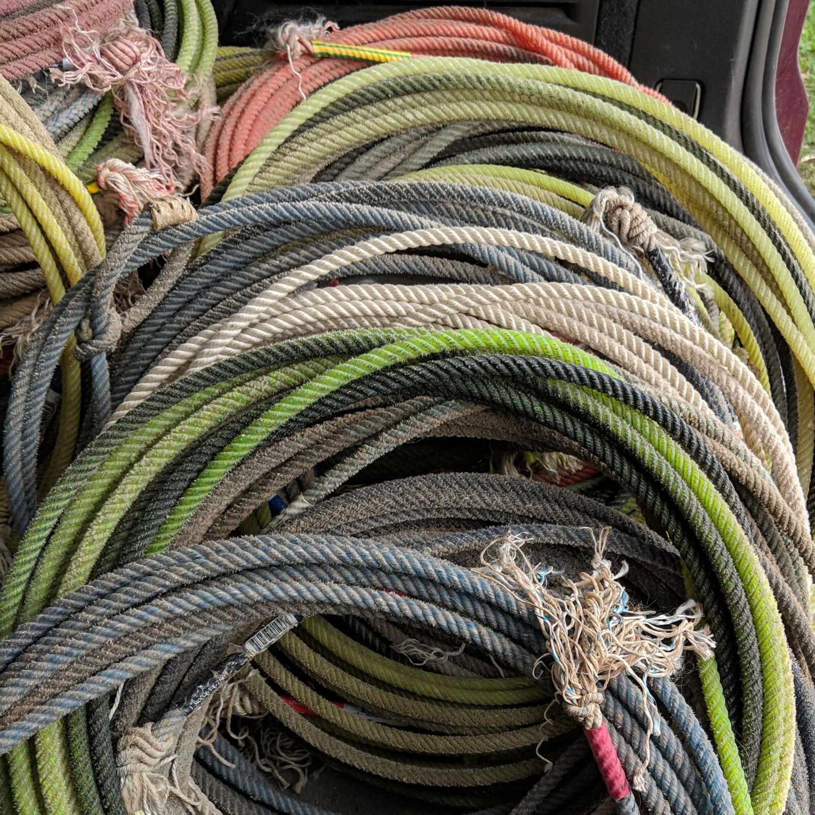 3- Used lariat western cowboy rope decor team rope lasso