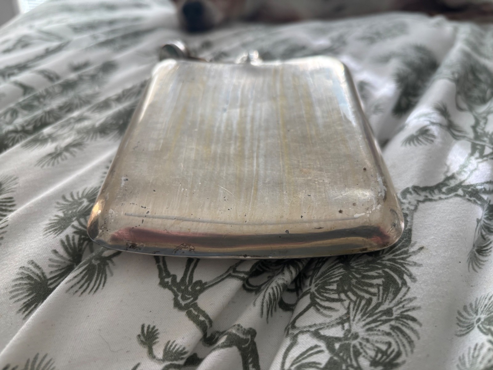 Sterling Silver Flask Black Tuxedo Stripe Design