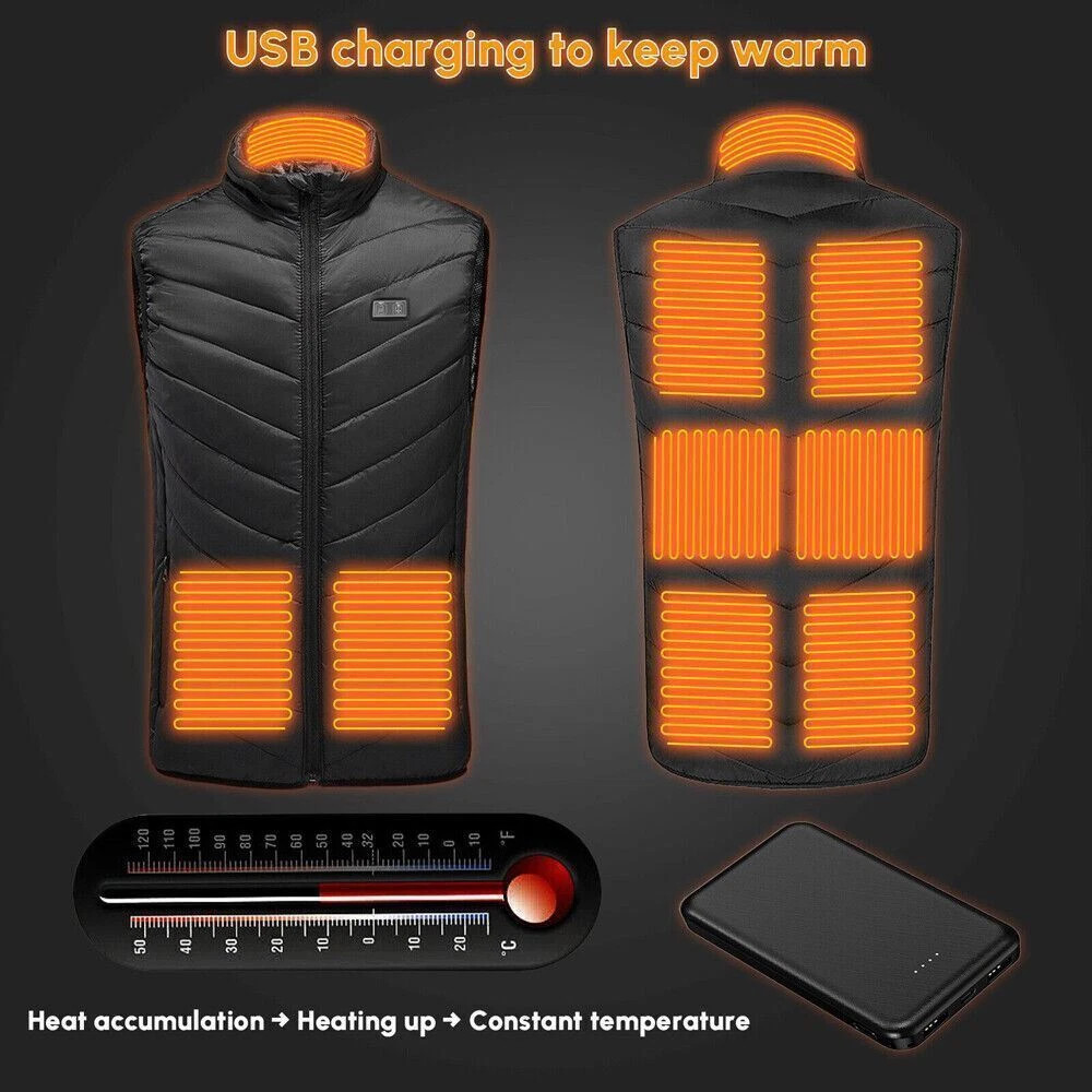 Heated Vest 9 Heating Zones With 10000mAh Battery Pack Electric Heating Vest US