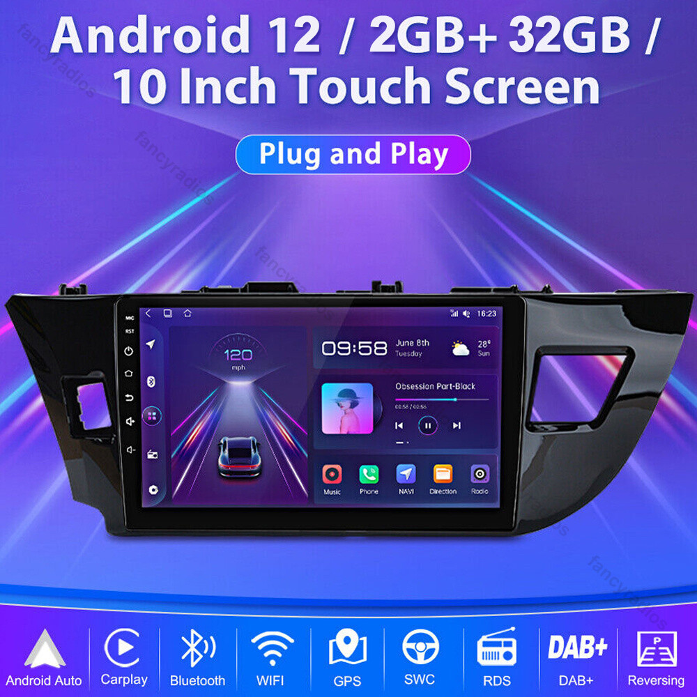 Apple Carplay Android 15 For Toyota Corolla 2014-2016 Car Stereo Radio GPS Navi