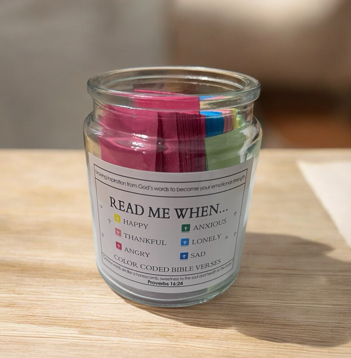 Bible Verse Jar, Read Me When Bible Verses Jar with Color Coded Bible Verses