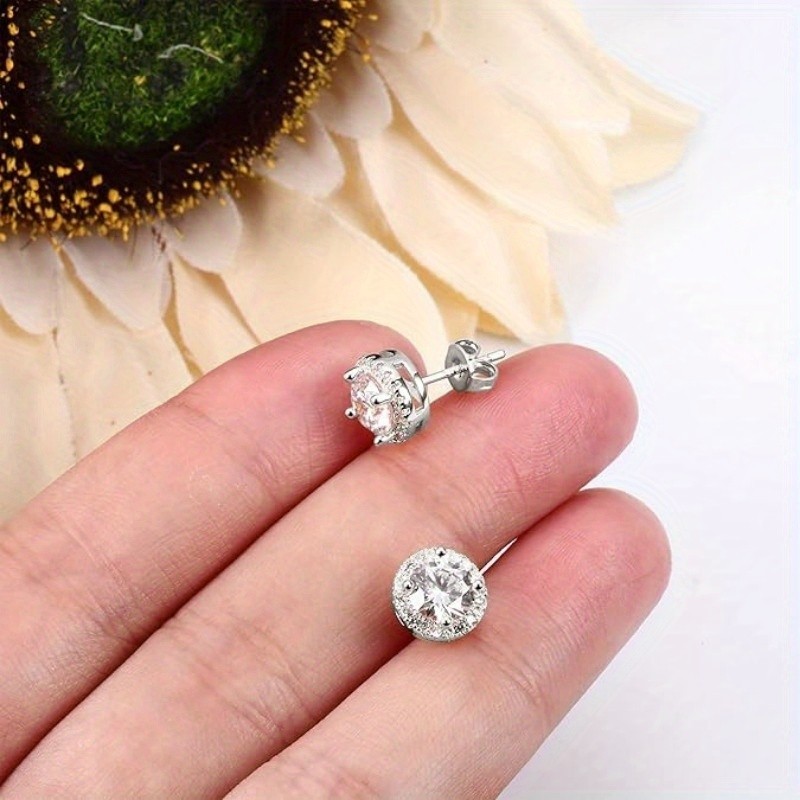 Women's Ear Studs Inlaid Synthetic Zircon Copper Earrings Fashion Jewelry