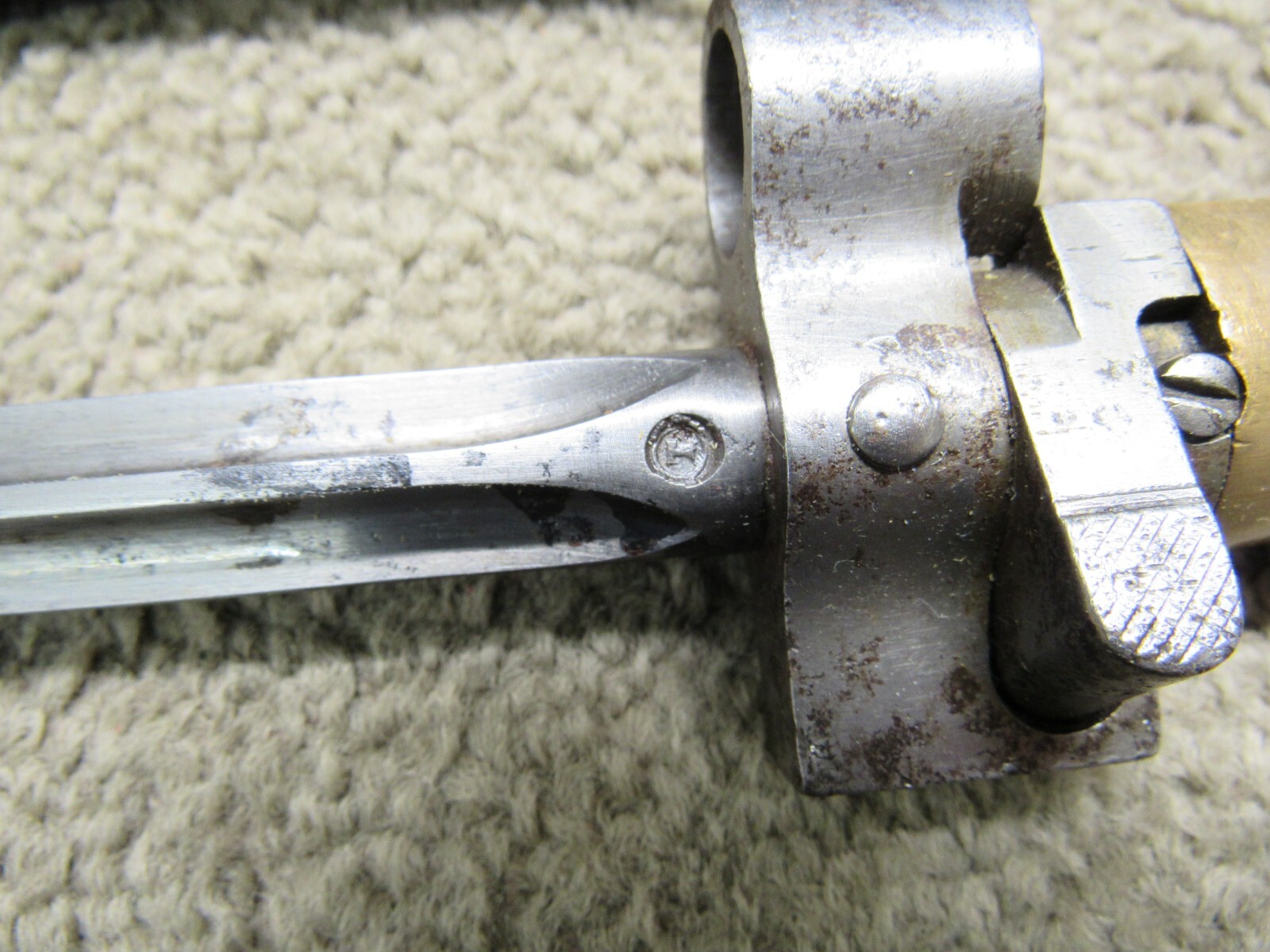 French M1886 Lebel Bayonet & Scabbard Shortened For WW1 Brass Grips