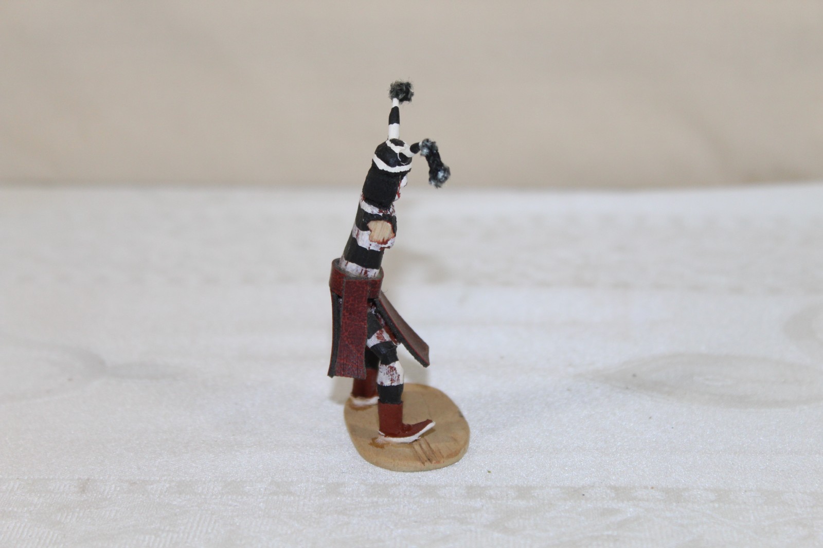 Vintage Hopi Pueblo 3.25" Kachina Doll Hopi Clown Koshare Signed Missing Arms