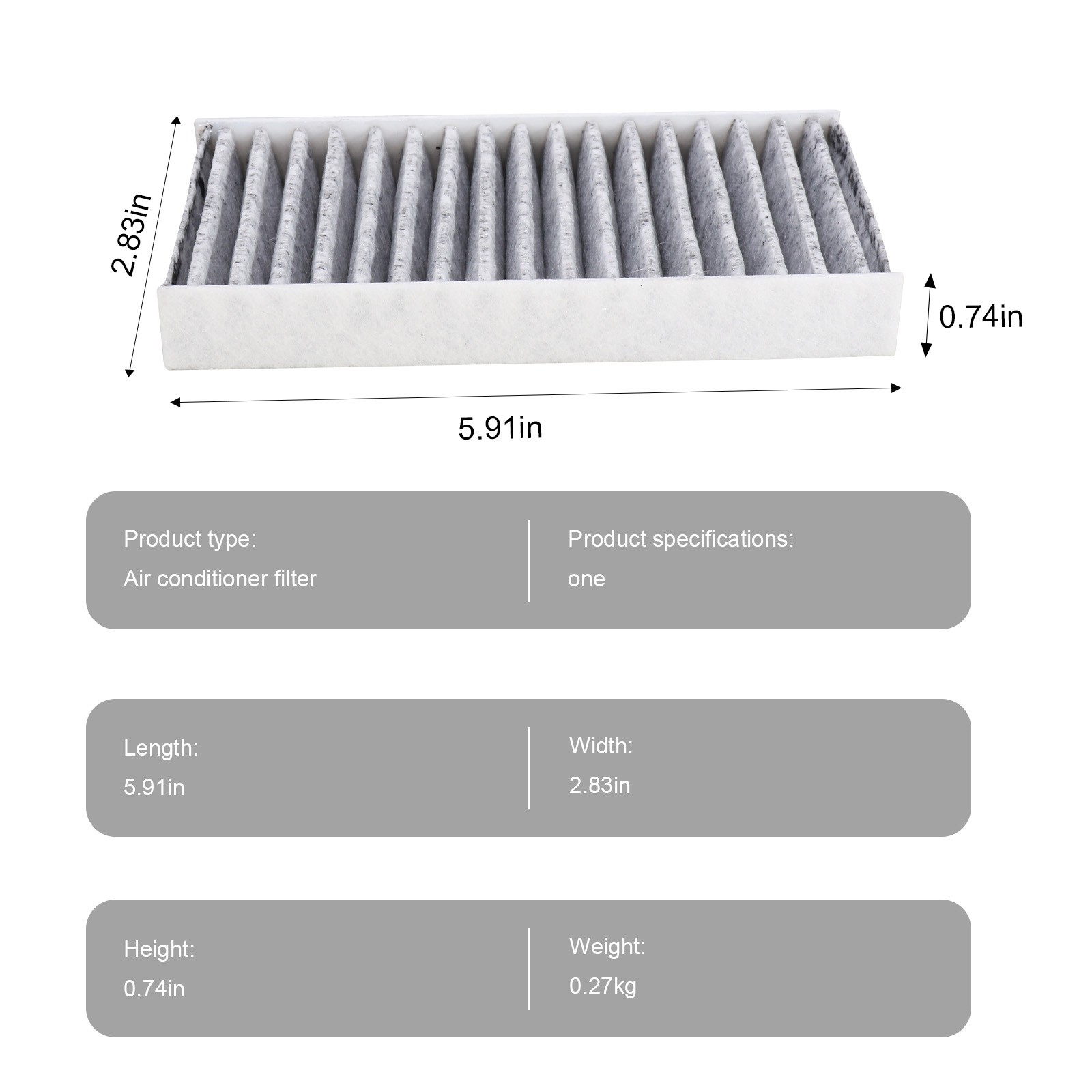 55111302AA Cabin Air Filter FIT 2011 Jeep Wrangler 3.8L 2012-2018 V6 3.6L