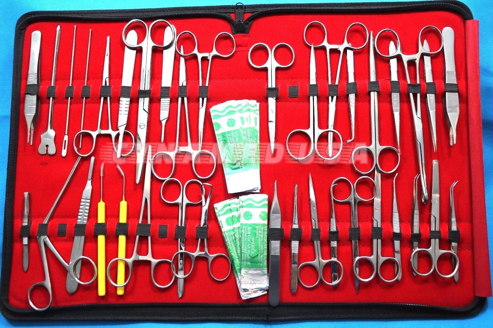 77 US MILITARY FIELD MINOR SURGERY SURGICAL INSTRUMENTS FORCEPS SCISSORS KIT