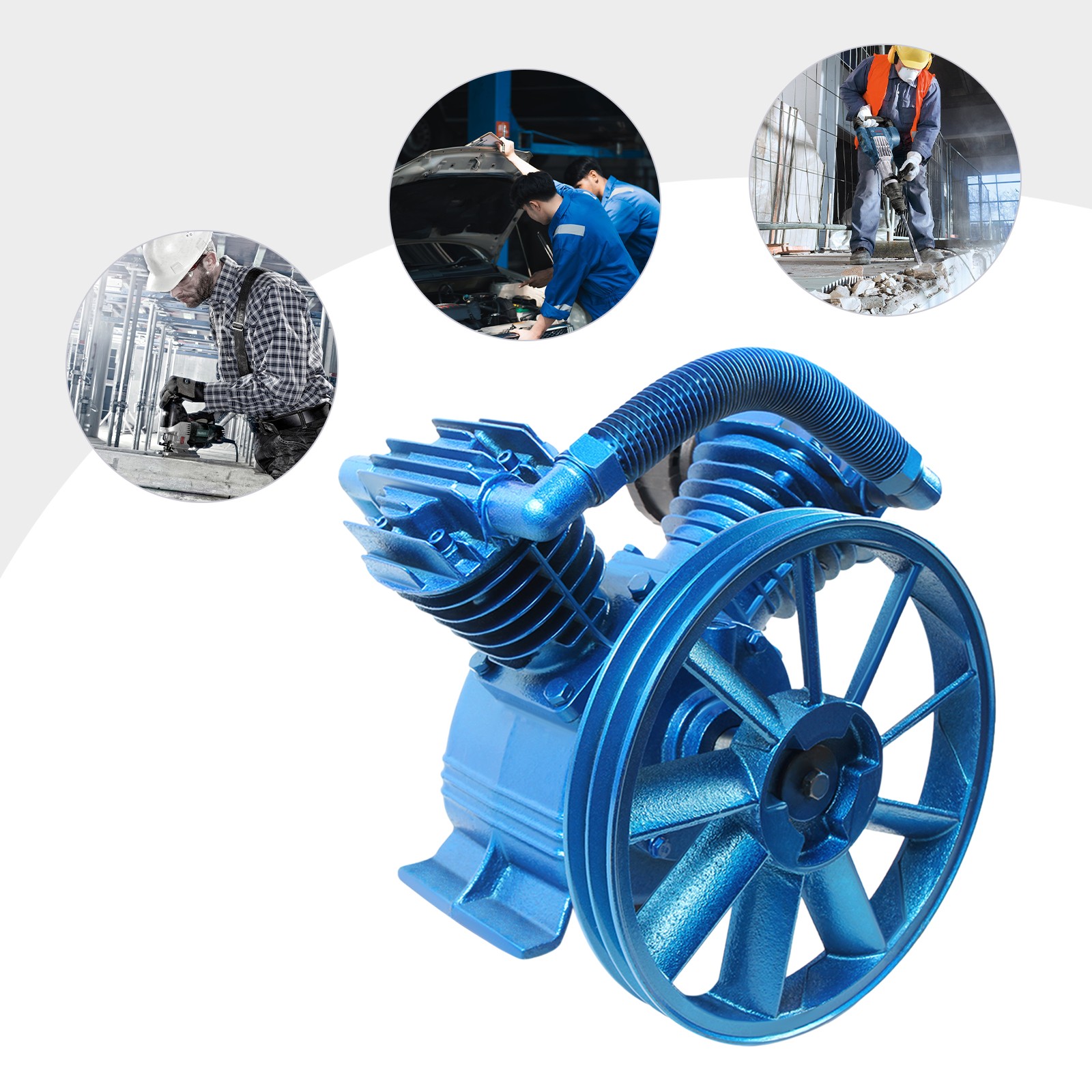 5HP V Style 2-Cylinder Air Compressor Pump Motor Head Double Stage 175PSI