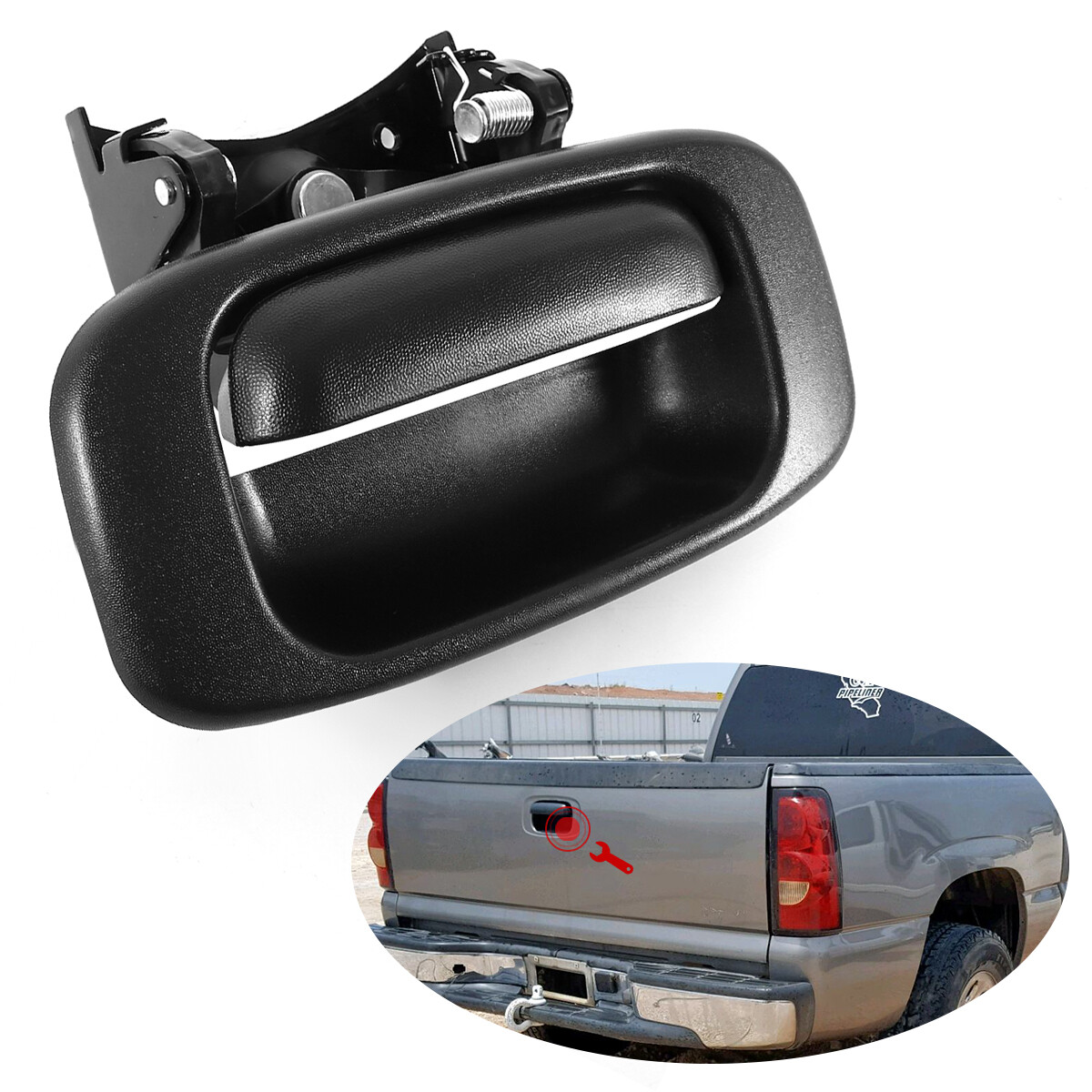 For 1999-2006 Chevy GMC Silverado Sierra Rear Tailgate Handle & Bezel Set Black