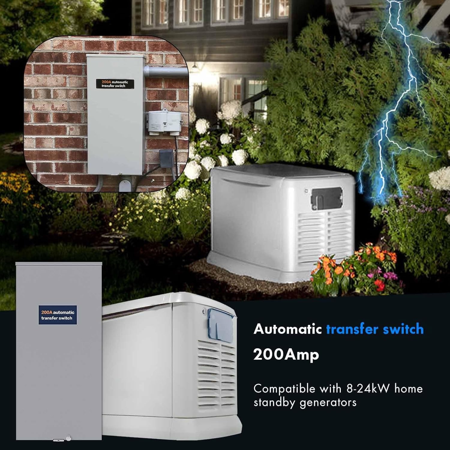 200 Amp Single Phase Generator Automatic Transfer Switch for Generac RXSW200A3