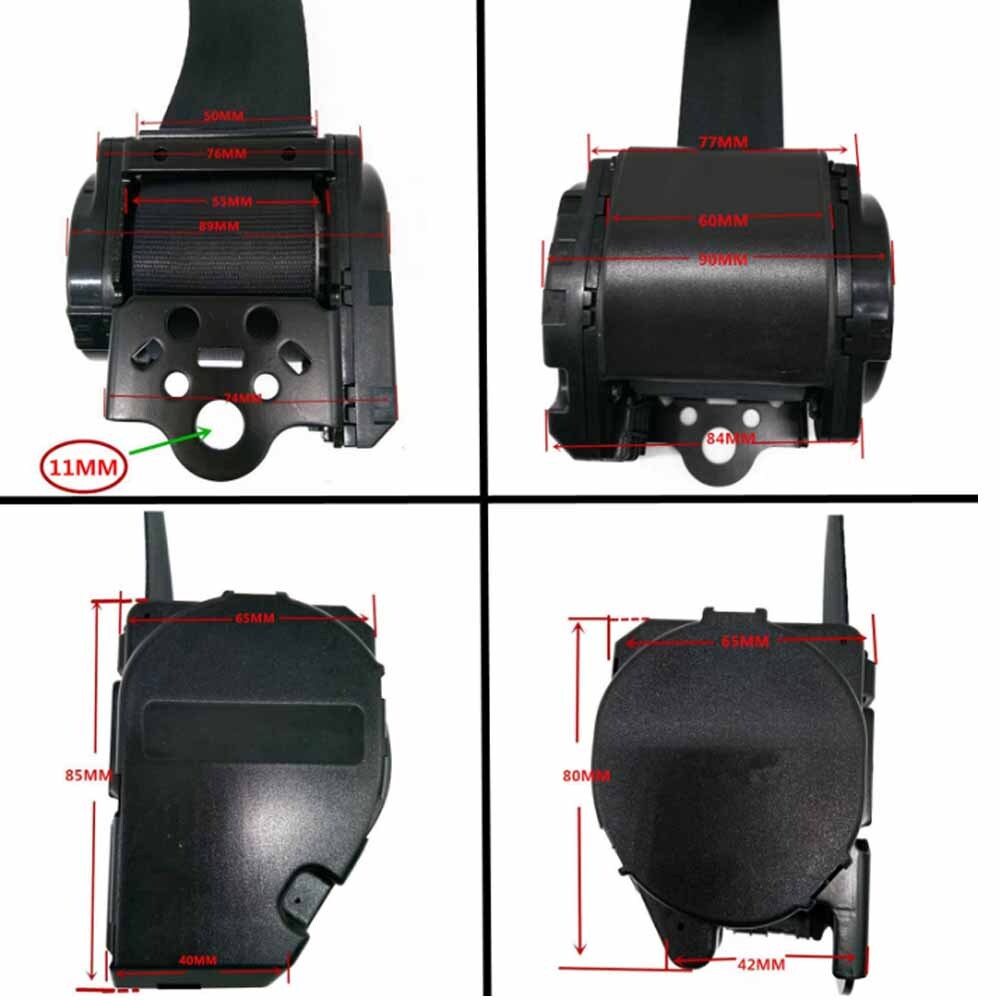 2 Set Retractable 3 Point Safety Car Seat Belt Vehicle Adjustable Belt Kit Strap