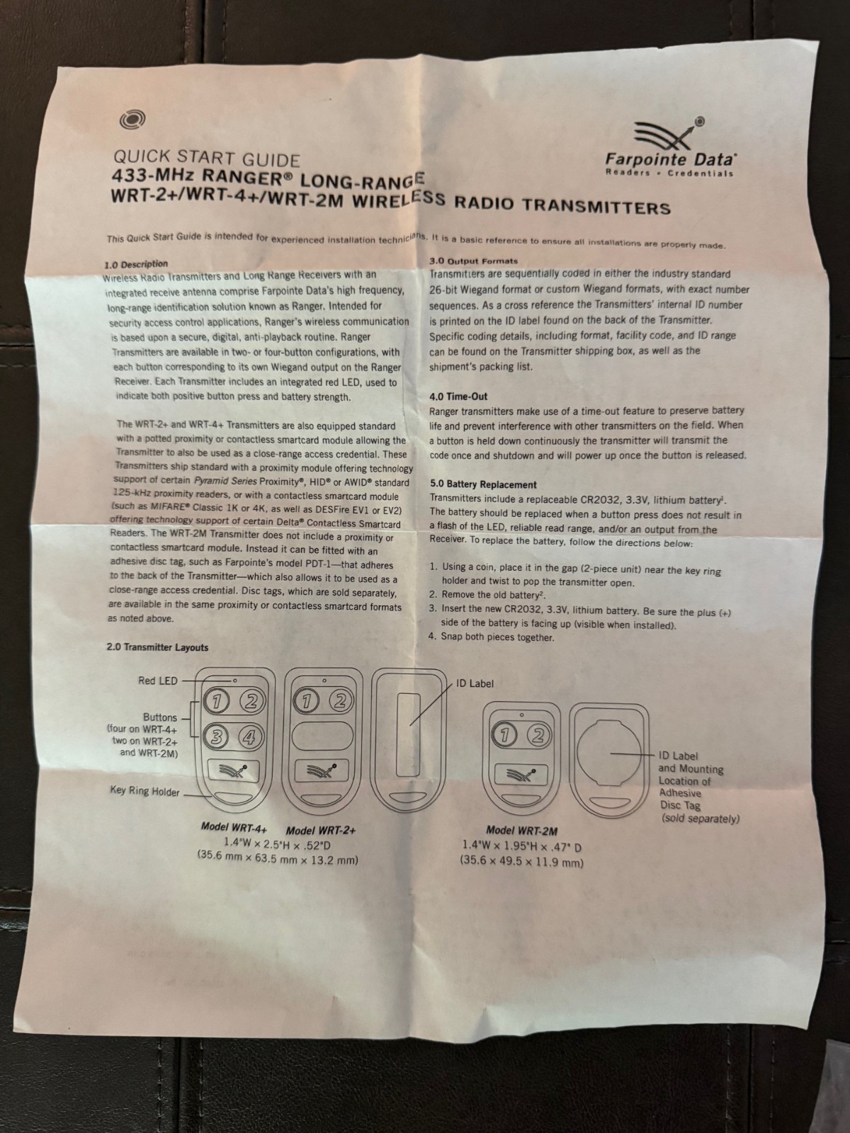 Farpointe Data Transmitters WRT-4+H-New, Set of 2 Tags