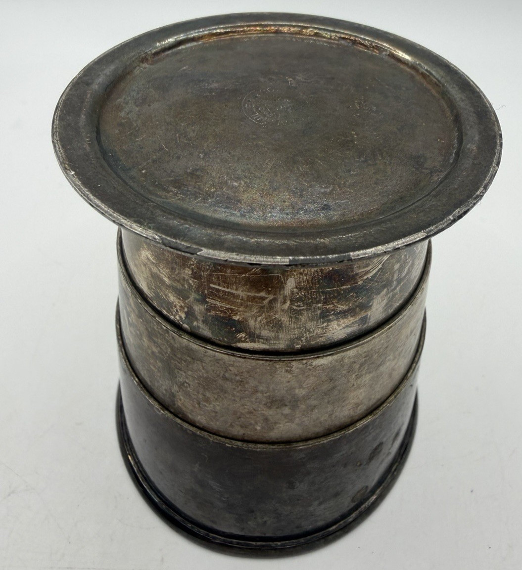 Antique Silverplate Collapsible Cup Simpson Hall Miller Quadruple Plate - 3"