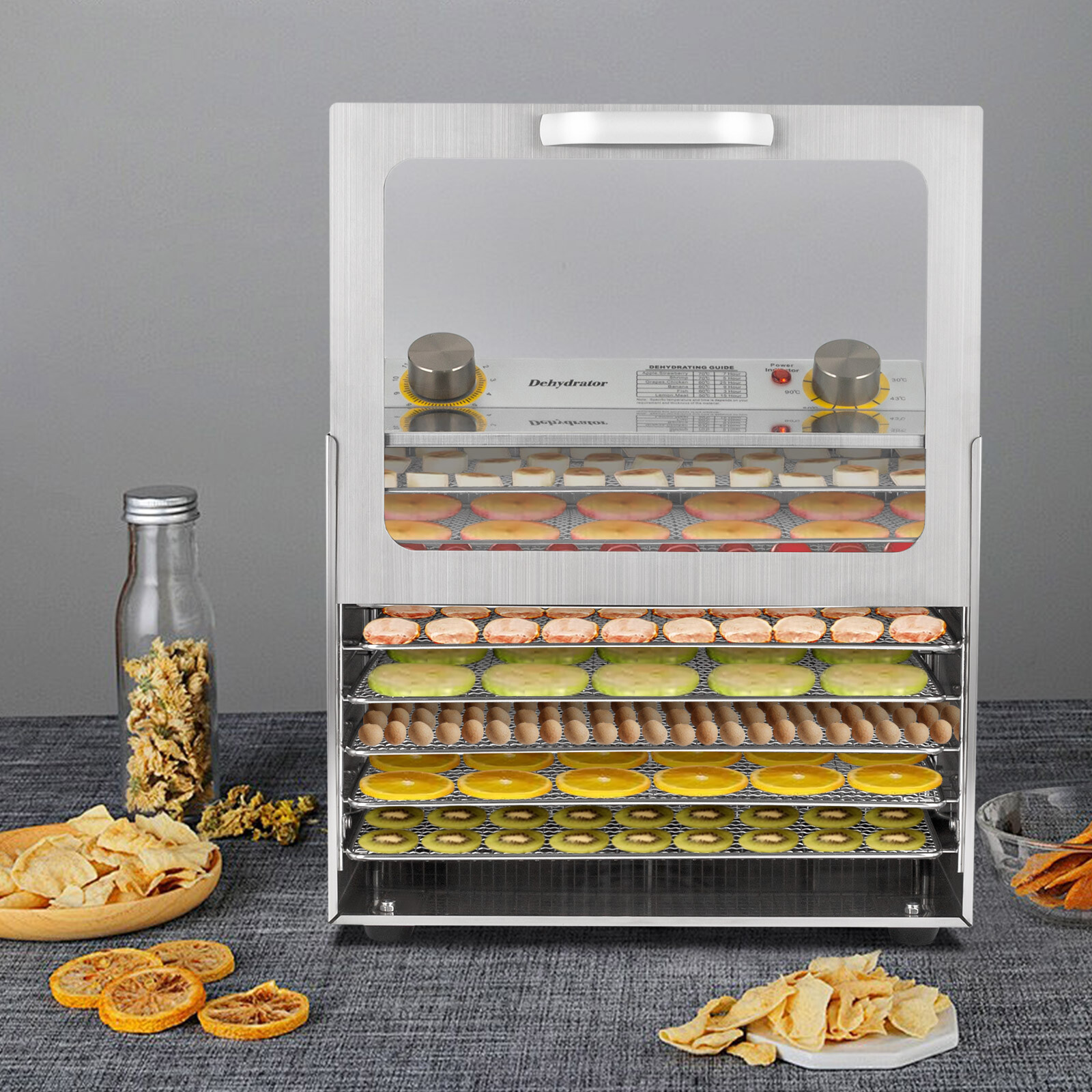 8 Trays Food Dehydrator Machine Stainless Steel 400W Jerky Fruit Drying Food