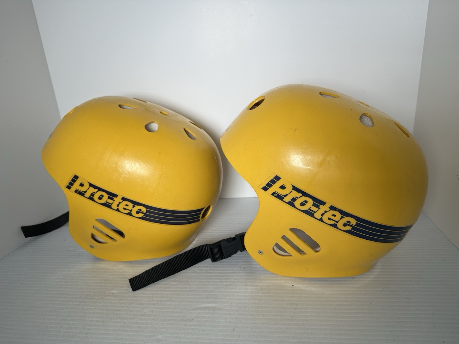 Vintage 1980s Pro-Tec Skateboard Helmet BMX Yellow Made in USA L XL Set Of 2